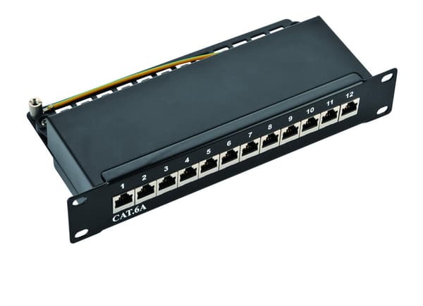 CAT 6a 10-tommers (25,4 cm) patchpanel, 12 porter