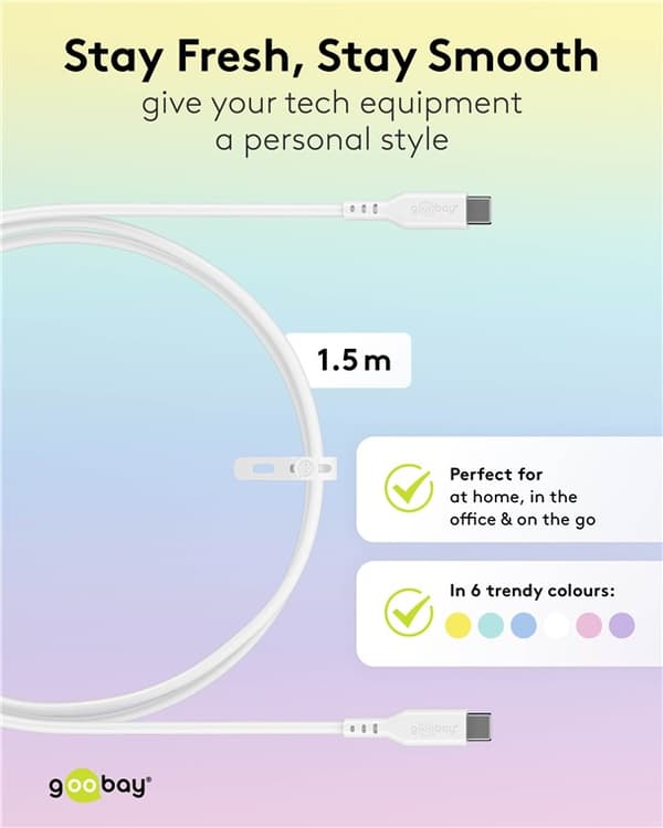 USB-C™-silikonikaapeli, 1,5 m, sininen