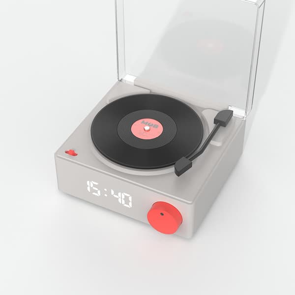 Kaiutin Herätyskello Vinyyli Retro Harmaa