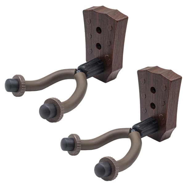 2-pack Gitarr Väggfäste Krok för Akustisk Gitarr - Brun Trästruktur, Säker Upphängning Model 2