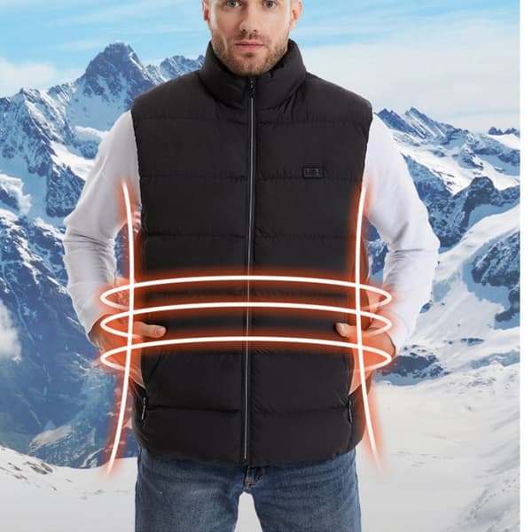Vintervarmevest 9 varmezoner dual control Sort XXL