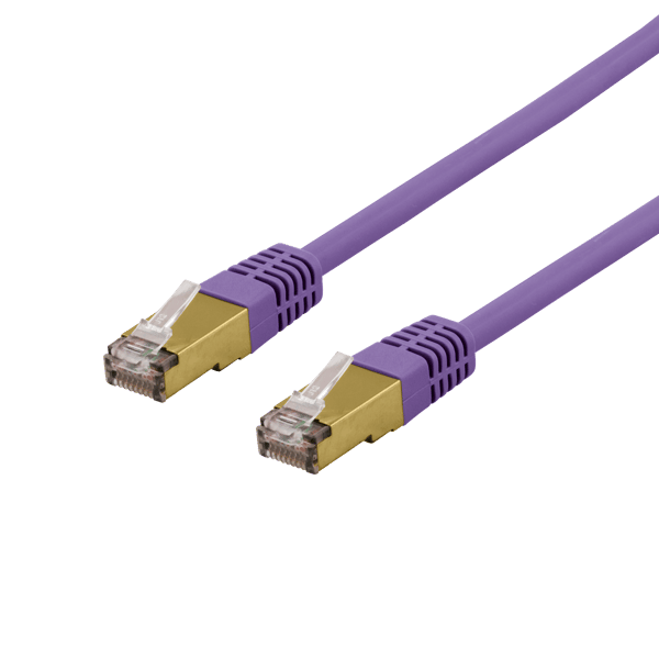 S/FTP Cat6a patch cable 1m 500MHz Deltacertified LSZH purple