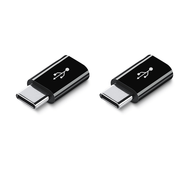2-Pack Short Android to USB-C Adapter Black