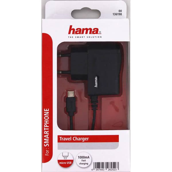 Lader 220V MicroUSB 1A Svart
