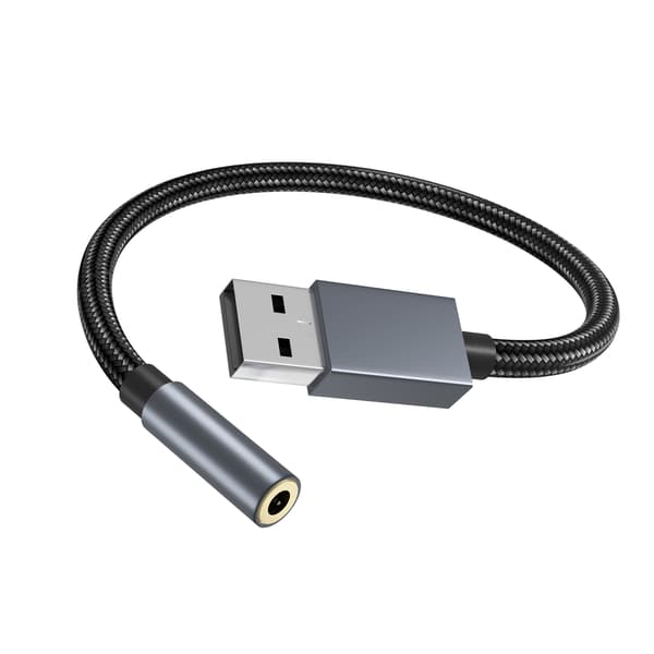 Overgangskabel for lyd, USB til 3,5 mm Grey
