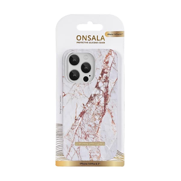 Mobildeksel iPhone 14 Pro White Rino Marble