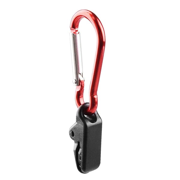 Vindtäta klämmor med rött karbinhakspänne (10-pack)