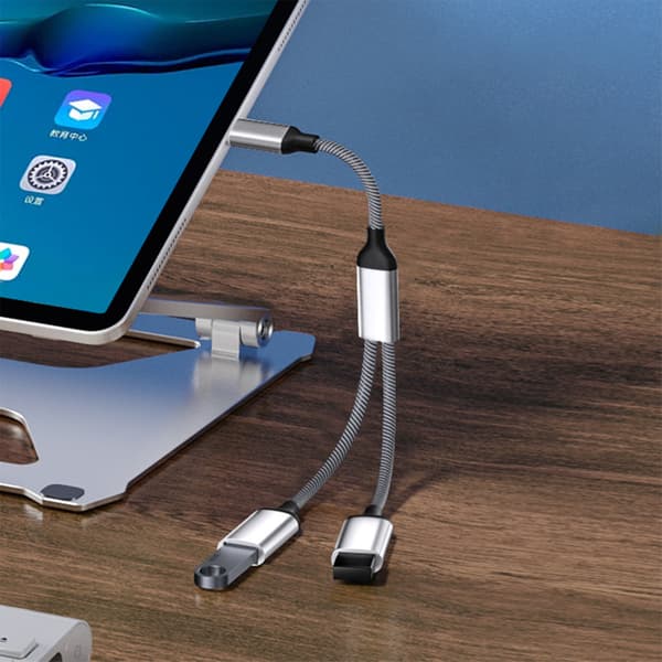 Typ-C till Dual USB 2.0-Adapter Grey