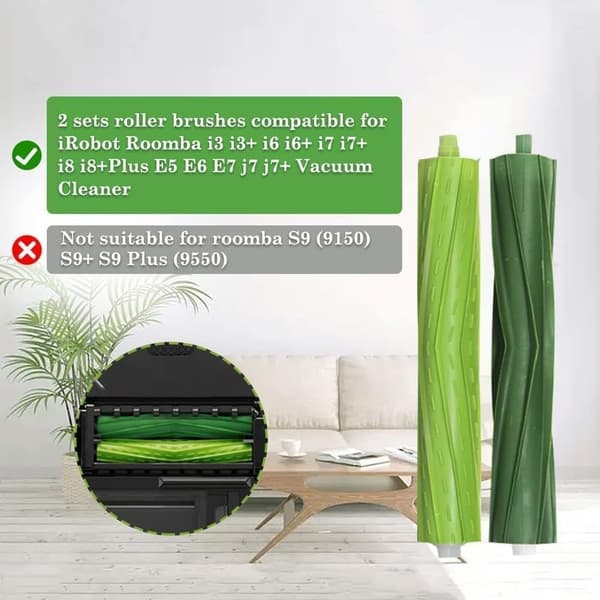 Hovedbørsterstatning for iRobot Roomba i7 E5 E6 E7-serien, 4 par - Optimal rengjøringsytelse