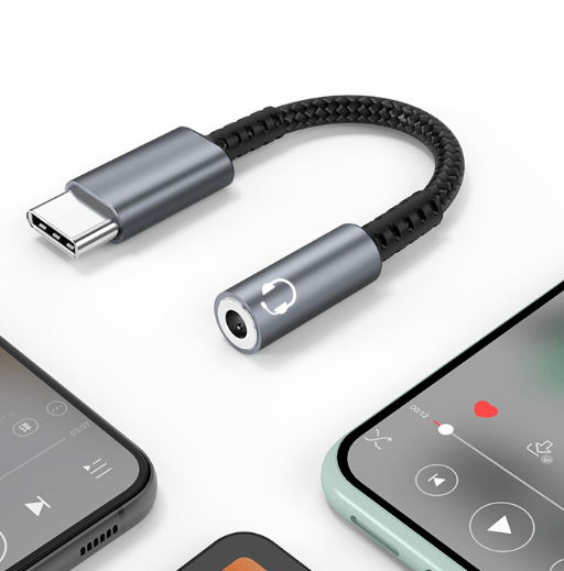 USB-C - 3,5 mm sovitin kuulokkeille Grey