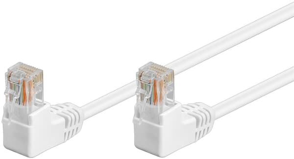 Patchkabel CAT 5e, 2x 90° vinklad, U/UTP, vit, 0,5 m