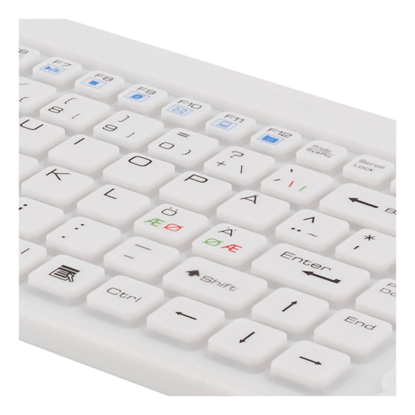 Rubberized keyboard with touchpad, IP68, 105 keys, white