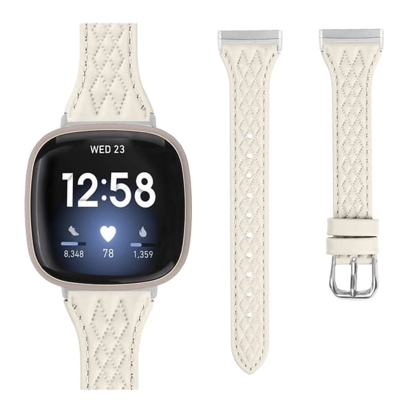 Urrem i ægte læder til Fitbit Versa 4 Apricot