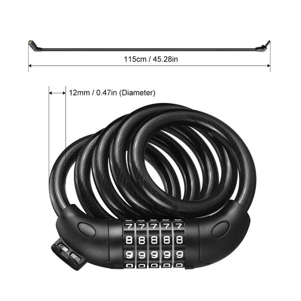 Numeroyhdistelmä pyörän lukko Black