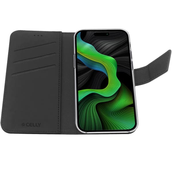 Wally Wallet Case iPhone 15 Pro musta