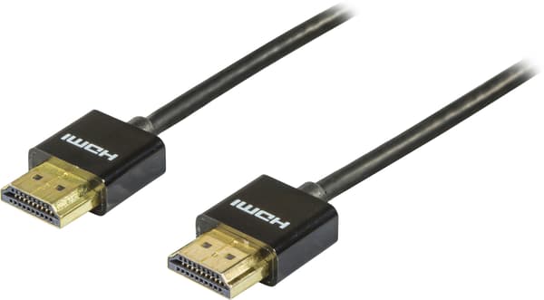 Thin HDMI cable, HDMI High Speed with Ethernet, 1m, black
