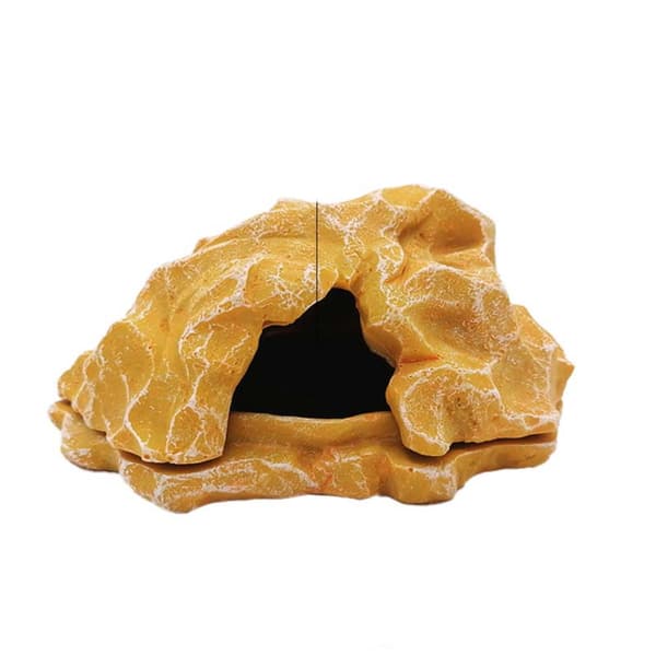 Resin Reptil Stein Hule Gjemmested for Gekko, Øgle, Slange og Amfibier Yellow