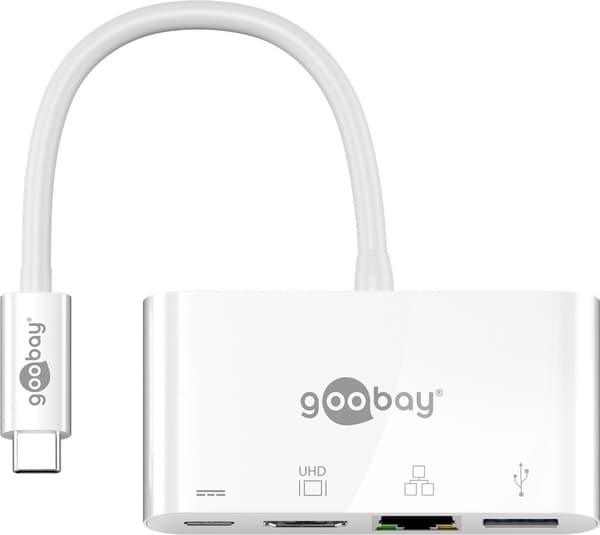 USB-C™ multiportadapter til HDMI™ og Ethernet, PD, hvit