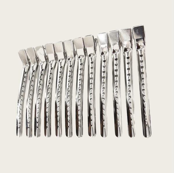 Alumiiniset hiuspidikkeet 12 kpl Silver L