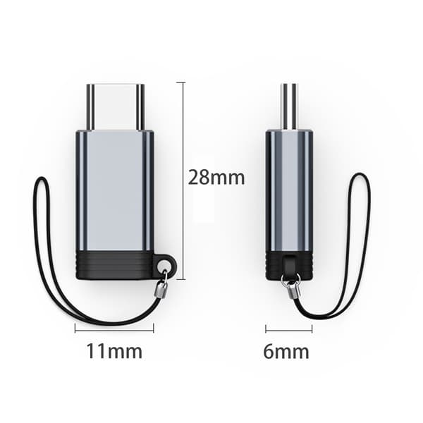 Lightning (hun) til USB-C (han) adapter, kompatibel med iPhone 15 Grey
