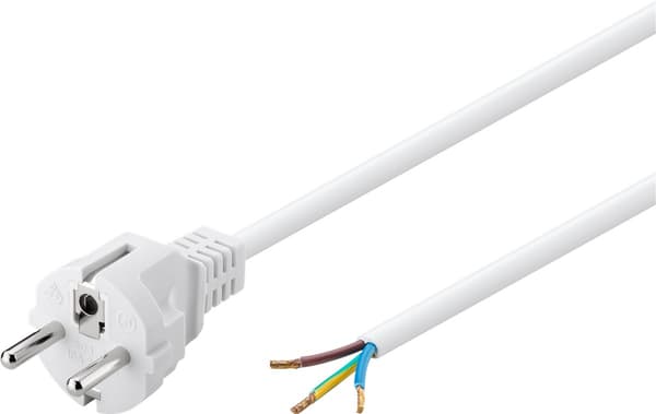 Beskyttelseskontaktkabel til samling, 1,5 m, hvid