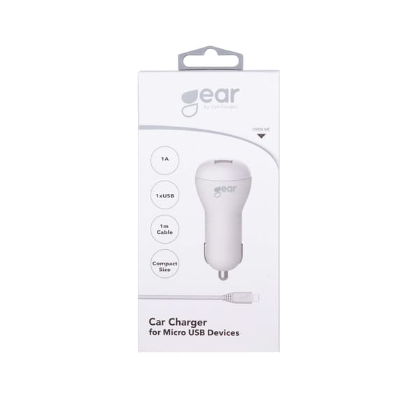 Lader 12/24V 1xUSB 1A + MicroUSB Rund Kabel 1.0m Hvid
