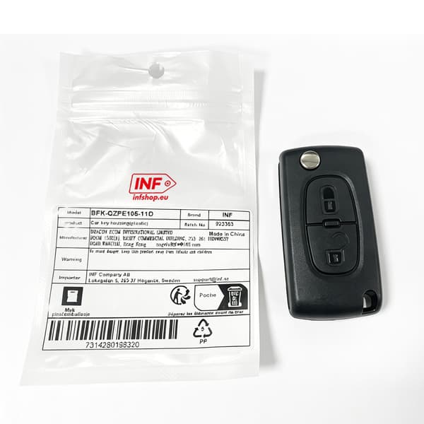 Bilnøgle cover til Peugeot Citroen 2 knapper