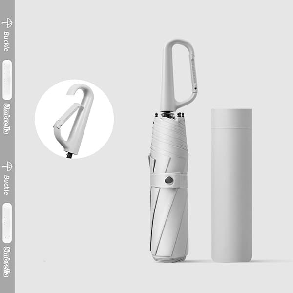 Automatisk Paraply med Ringklämma - Hopfällbart Reseparaply Grey