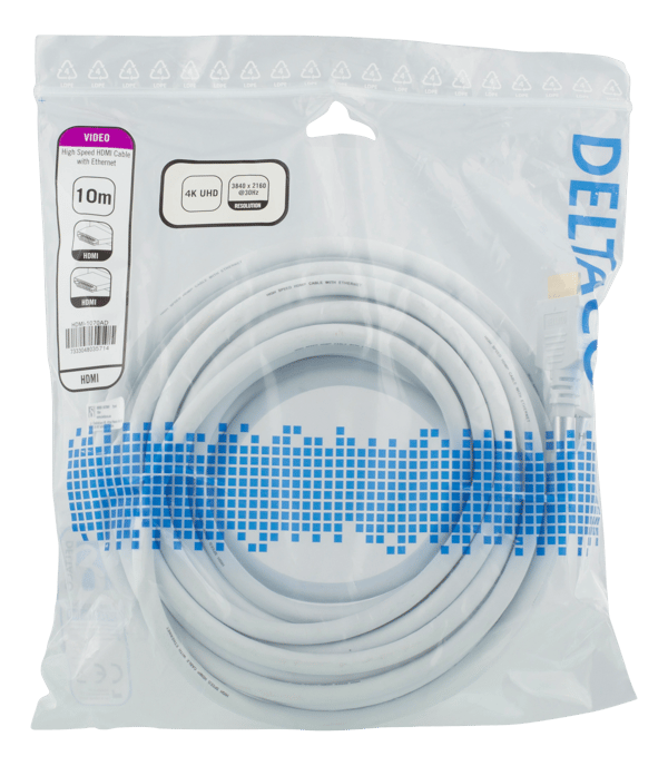 High-Speed HDMI cable, 10m, Ethernet, 4K UHD, white
