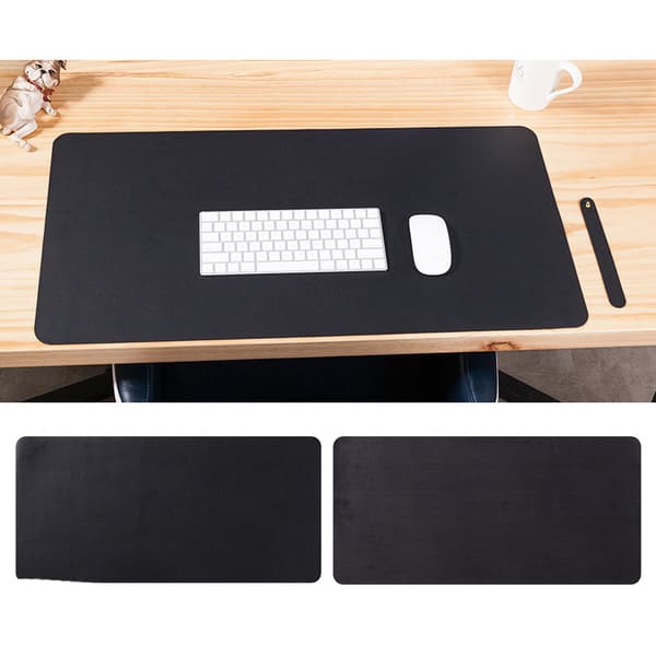 80x40cm PU Læder Musemåtte - Optimal til Kontor og Hjemmebrug - Skrivebordsmåtte til Bærbar Computer Black D