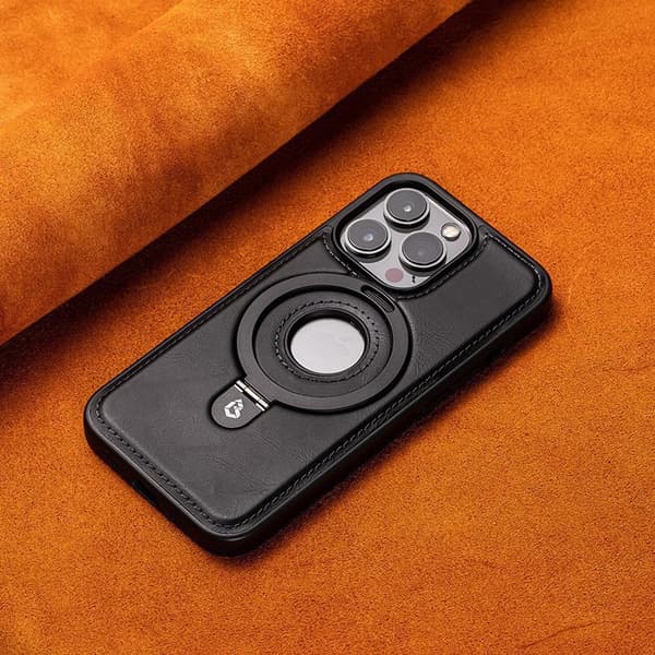 iPhone 16 Plussan nahkakotelo - musta iPhone 14 Pro