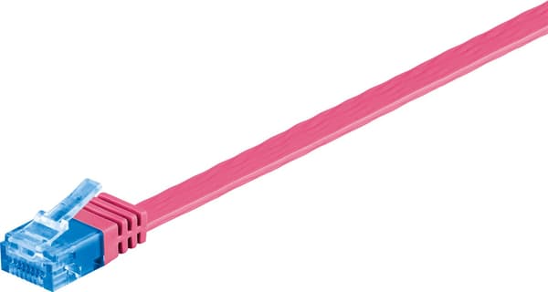 Flad netværkskabel CAT 6A, U/UTP, magenta