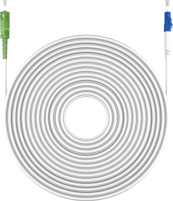 Fiberoptisk kabel (FTTH), Singlemode (OS2) White, vit (Simplex), 20 m