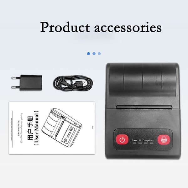 58mm Mini Bärbar Termisk Skrivare - USB & Bluetooth Anslutning, Kompatibel med Android, iOS och Windows