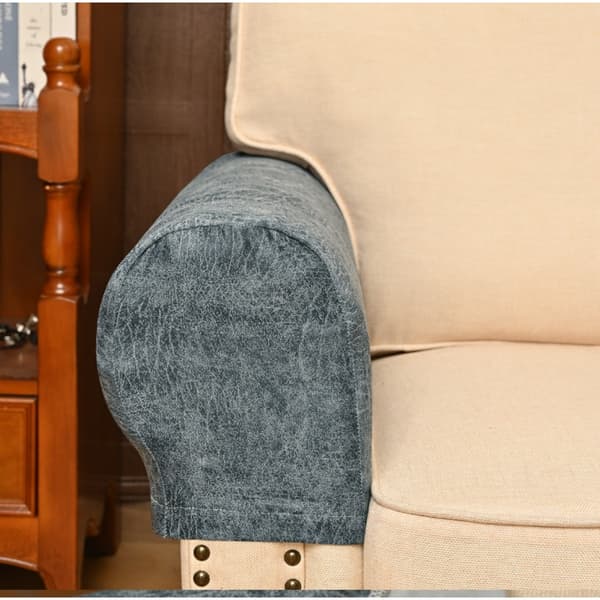 Elastiske, vanntette PU-armbeskyttere for sofa – Sklisikre møbelbeskyttere Grey