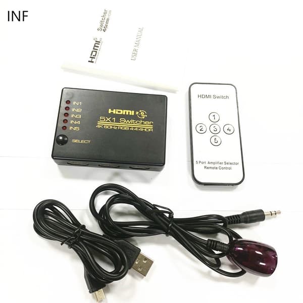 HDMI Switch 5x1 - 4K / 3D med fjärr