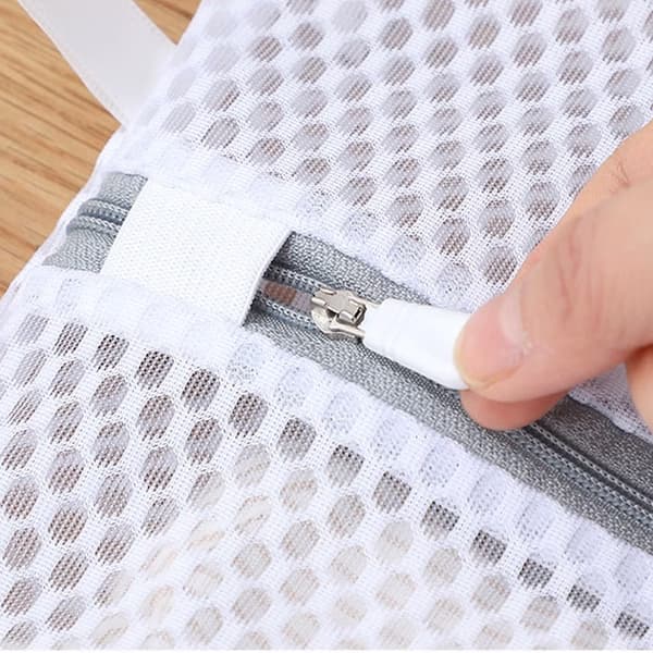 Honeycomb Mesh vasketøjspose med lynlås til finvask White