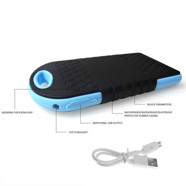 Powerbank 5000 mAh - vanntett - blå