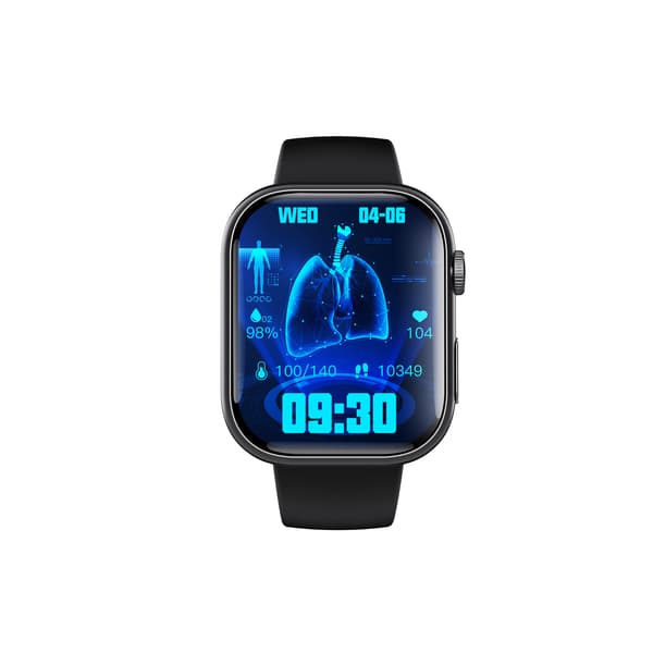 Smart EKG-ur, pulsmåler, fitnesstracker, med flere sportstilstande Black Silicone strap