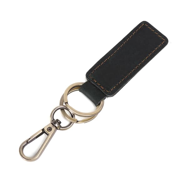 Retro Bilnyckelring i Äkta Läder Black L