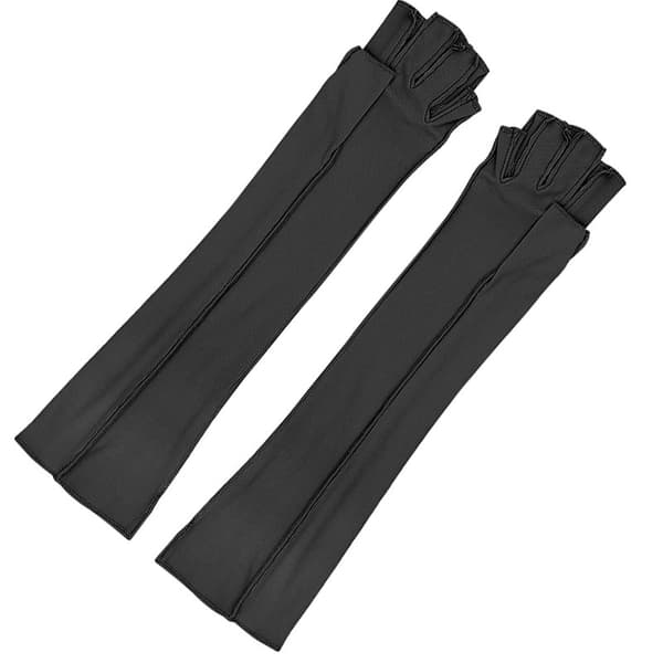 Pitkät kompressiokäsineet puolisormikuviolla Black
