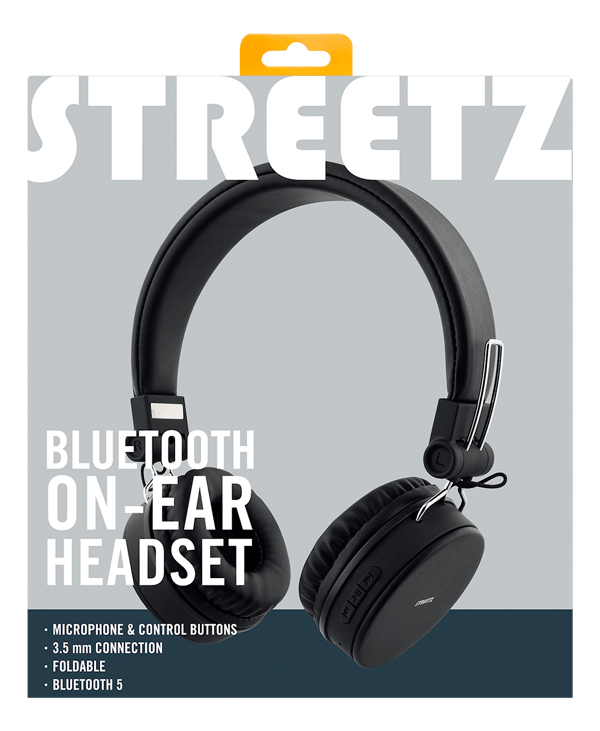 BT200 Foldable on-ear BT headset, 3.5 mm, black