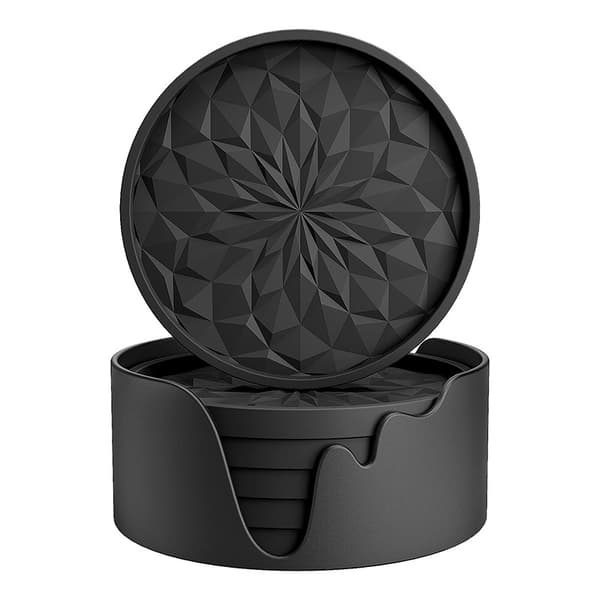 Sett med 6 silikonbrikker med holder Black