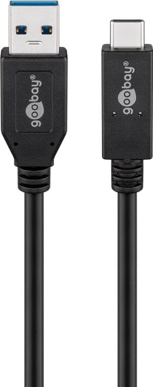 USB-C™-kabel USB 3.2 Gen 2, 3 A, 1 m, svart