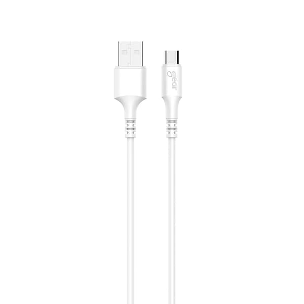 Rundt ladekabel MicroUSB til USB-A 1m Hvid
