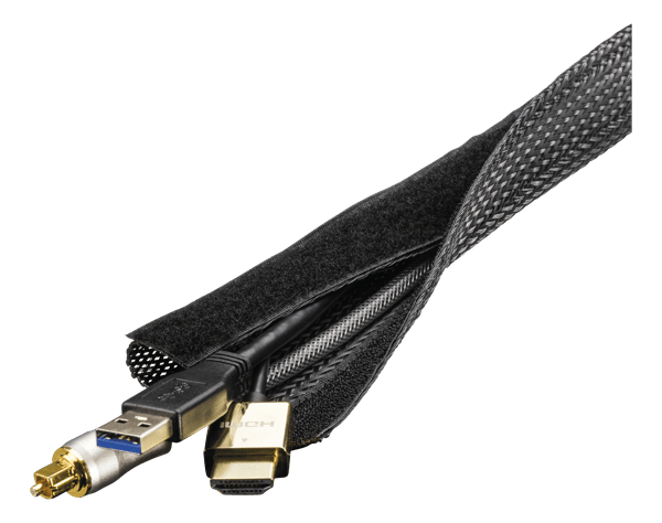 Nylon cable wrap, hook and loop fastener, 1,8m, black