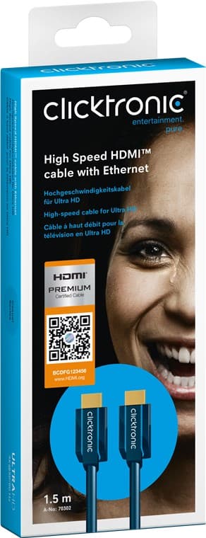 Premium høyhastighets HDMI™-kabel med Ethernet