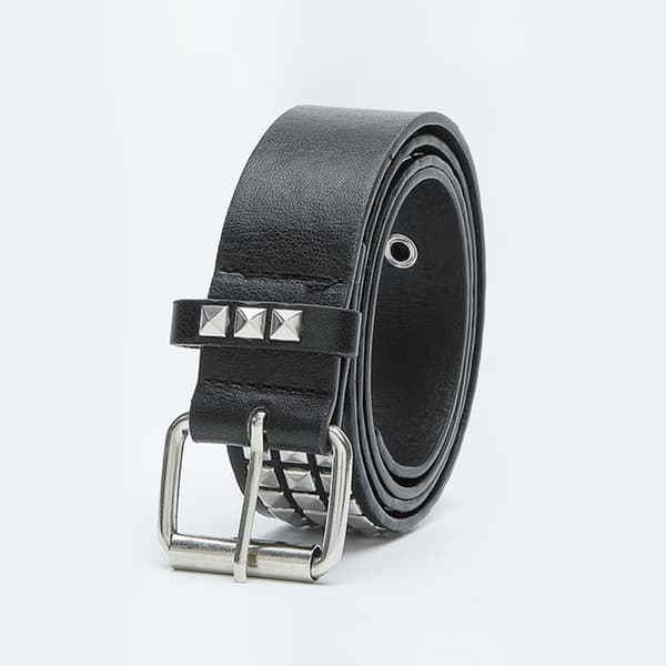 Bälte med Pärlnitar i Punkstil Black M