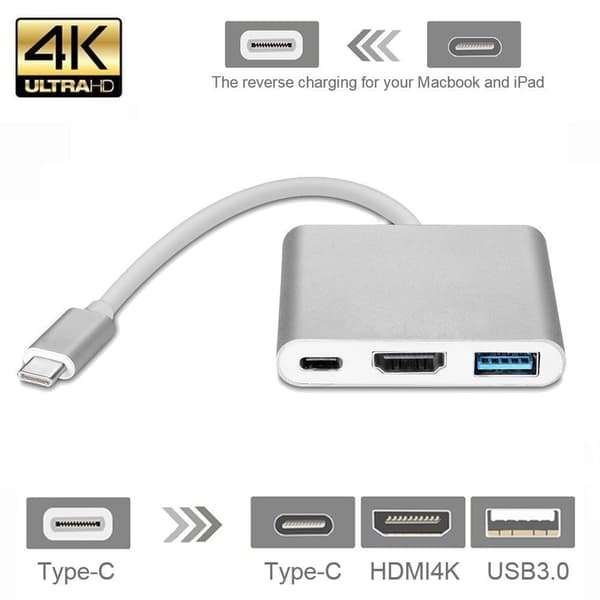USB-C multiportadapter for USB, USB-C (USB PD), 4K HDMI-kompatibel