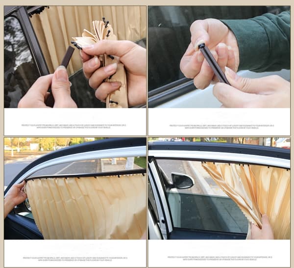 Solbeskyttelse magnetisk bilgardinsæt Silver